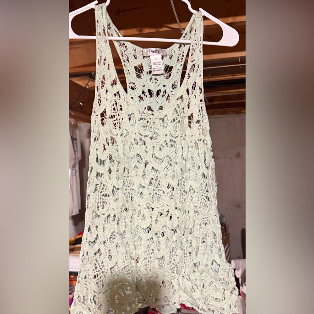 Pinky White Cropped Cut Out Tank Top